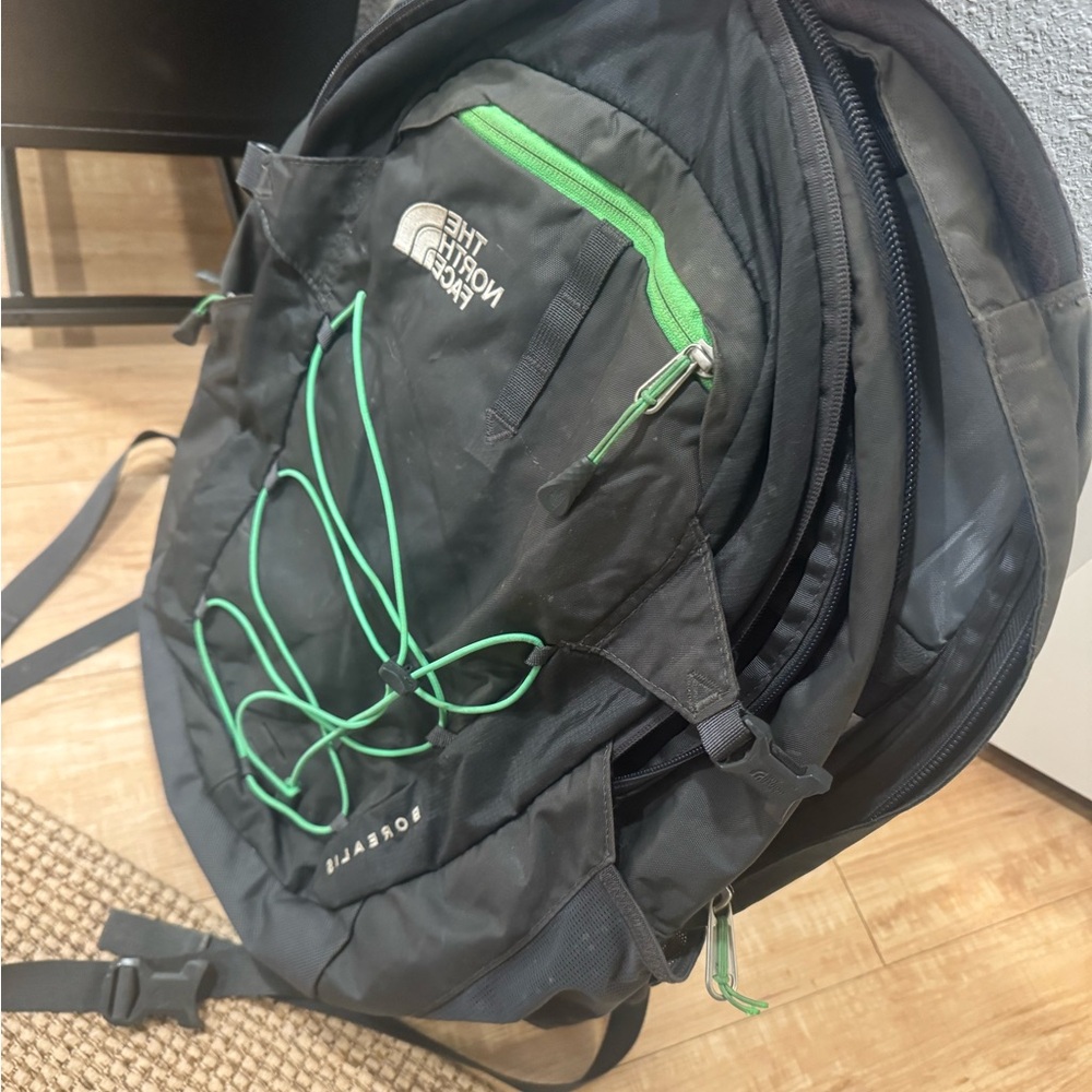 The North Face Black Backpack with Green Trim